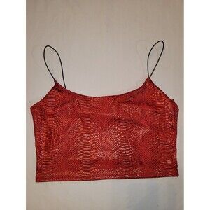 One by One Size Medium Red Faux Leather Snake Print Y2K Clubwear Crop Tanktop